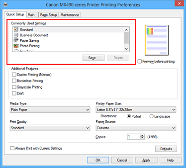 Canon : PIXMA Manuals : MX490 series : Printing with Easy Setup